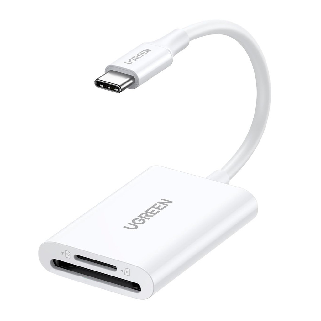 Leitor Cartão Memória Ugreen Micro e Sd p/Usb-C Branco