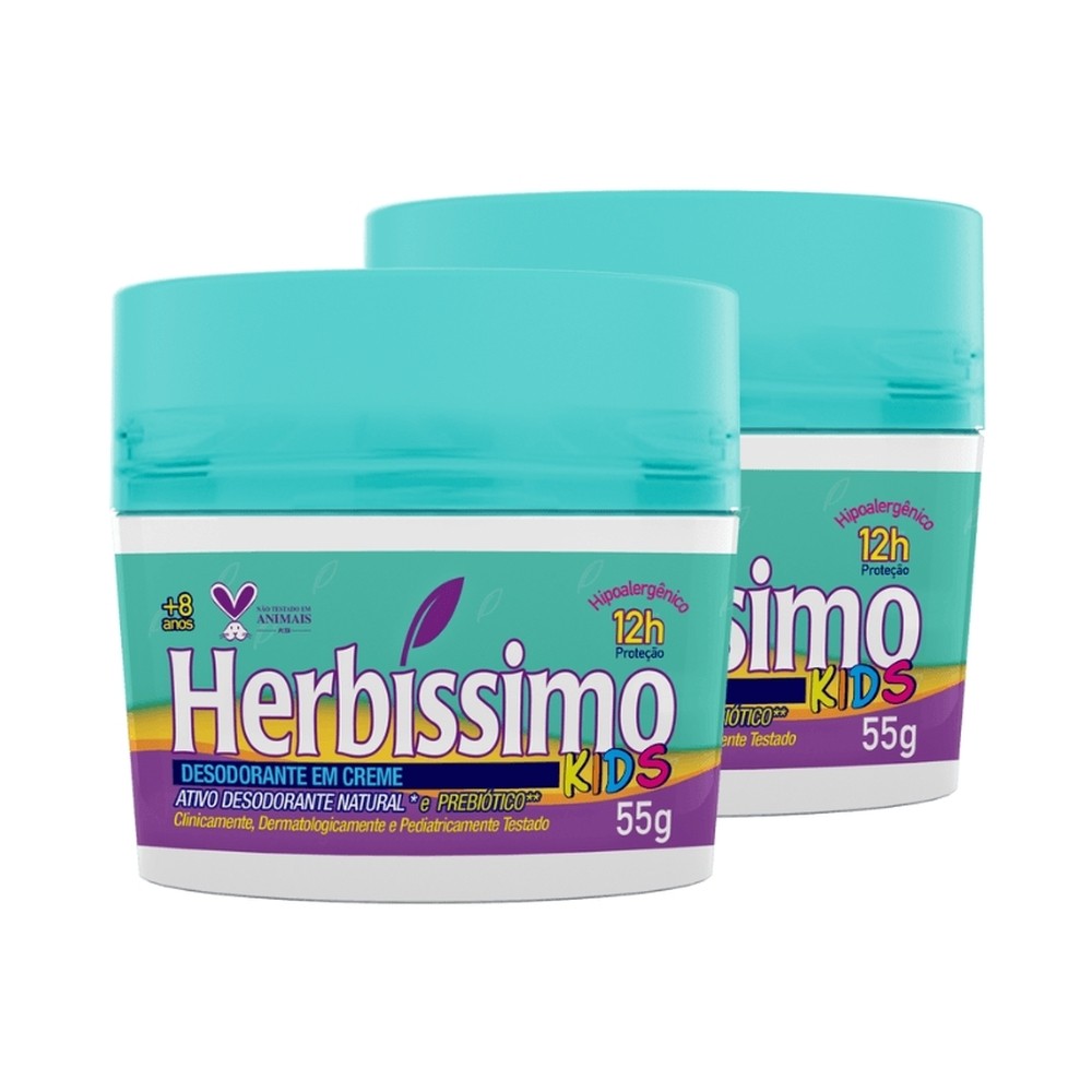 Kit Desodorante Creme Antitranspirante Herbíssimo Kids 55g (2 unidades)