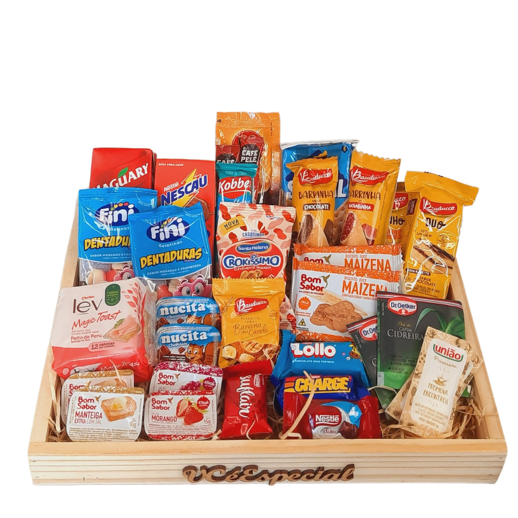 Cesta Café Da Manha Presente Aniversário Namorados 34 Itens em Oferta na Shopee