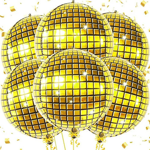 10 Balao Metalizado 4D Orbz Discoteca Balada Festa Decoração DOURADO 10"/15"/22"/32"