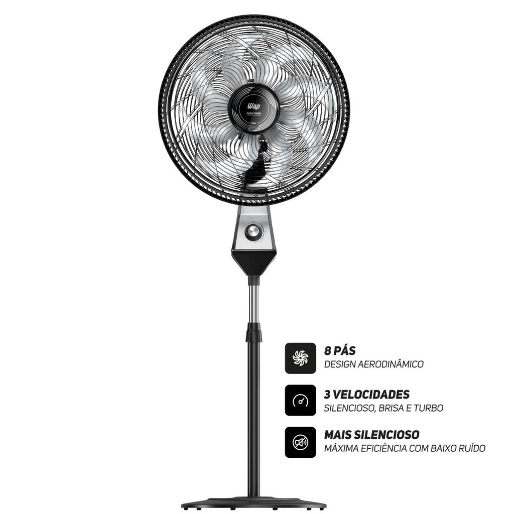 Detalhes do Ventilador Coluna 220V 180W 8 Pás 50cm Wap Flow Turbo