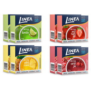 Kit 8 Gelatinas Linea Sabores Abacaxi, Cereja, Limão e Morango 10g em Oferta na Shopee