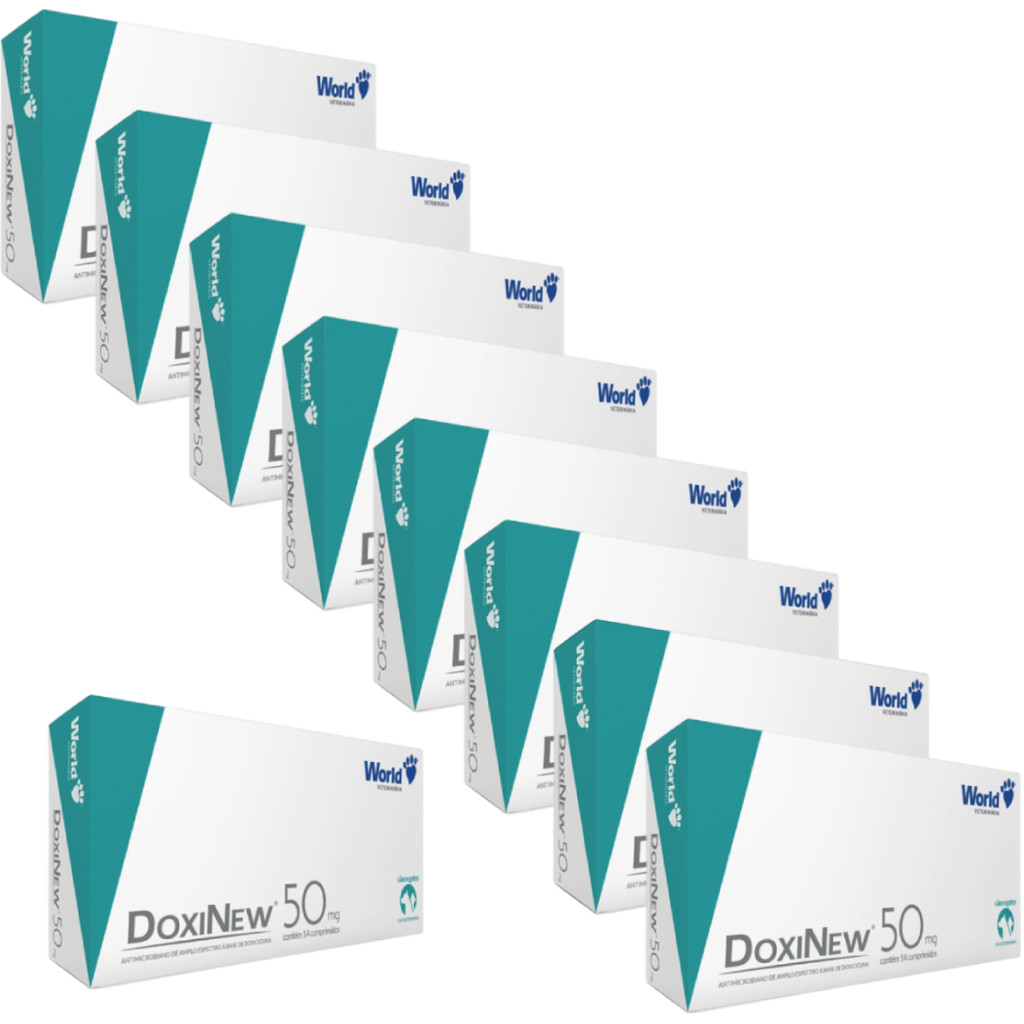 Kit 9 Doxinew 50mg Antibiótico Doxiciclina Com 14 Comprimidos World