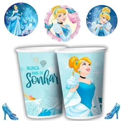 8~40 COPO PAPEL FESTA CINDERELA 180ML REGINA (CHOCO)