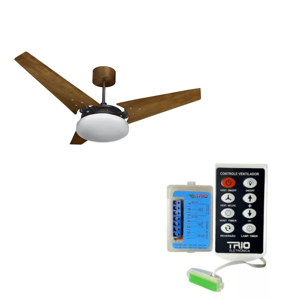 Ventilador Teto Ventex Nunes LED 4000K 127V + Controle Trio