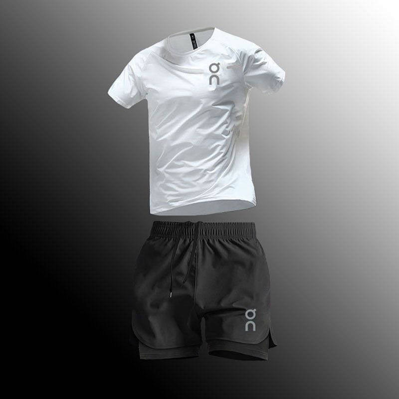 Terno de secagem rápida verão camiseta Fitness Wear equipamento de basquete treinamento falso Shorts de duas peças terno em Oferta na Shopee