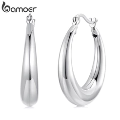 Brincos De Argola Com Design Original BAMOER , Joias Brilhantes De Simples , Presentes Para Mulheres YIE278-L