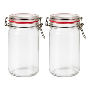 Kit 2 Pote de Vidro Hermético Clip Casual com Tampa Vedante e Fecho Metálico Para Cozinha e Conservação de Alimentos