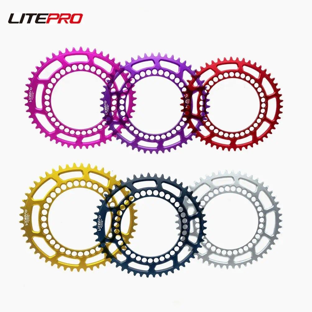 Litepro 50 54 56T Oval Estreito Largo Coroa Dobrável Bicicleta 130BCD Liga De Alumínio Oco Roda Dentada Mountain Road