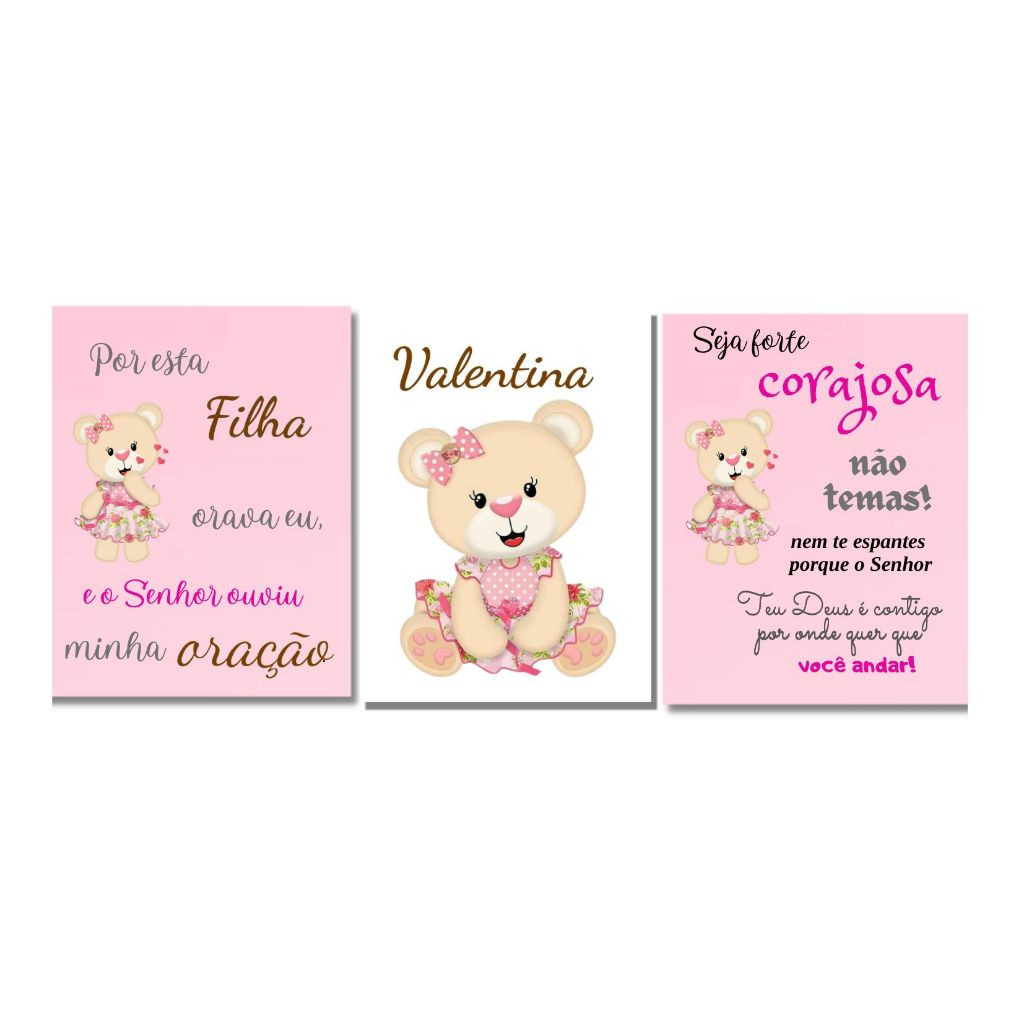 KIt  quadro decorativo infantil- quarto - menina-bebê-quarto -personalizado com o nome do seu bebê