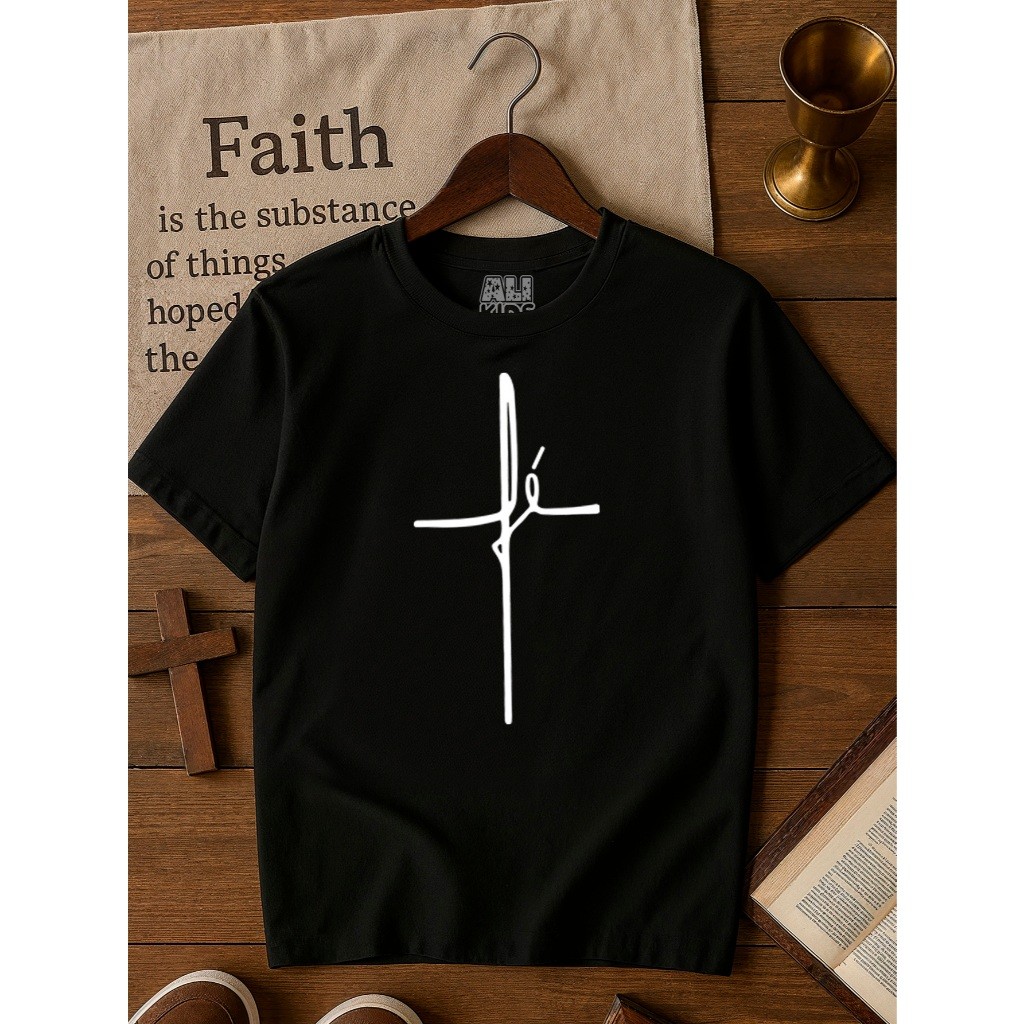 Camiseta Algodão Gospel Fé Juvenil e Infantil Unissex Jesus Menino Menina envio rapido