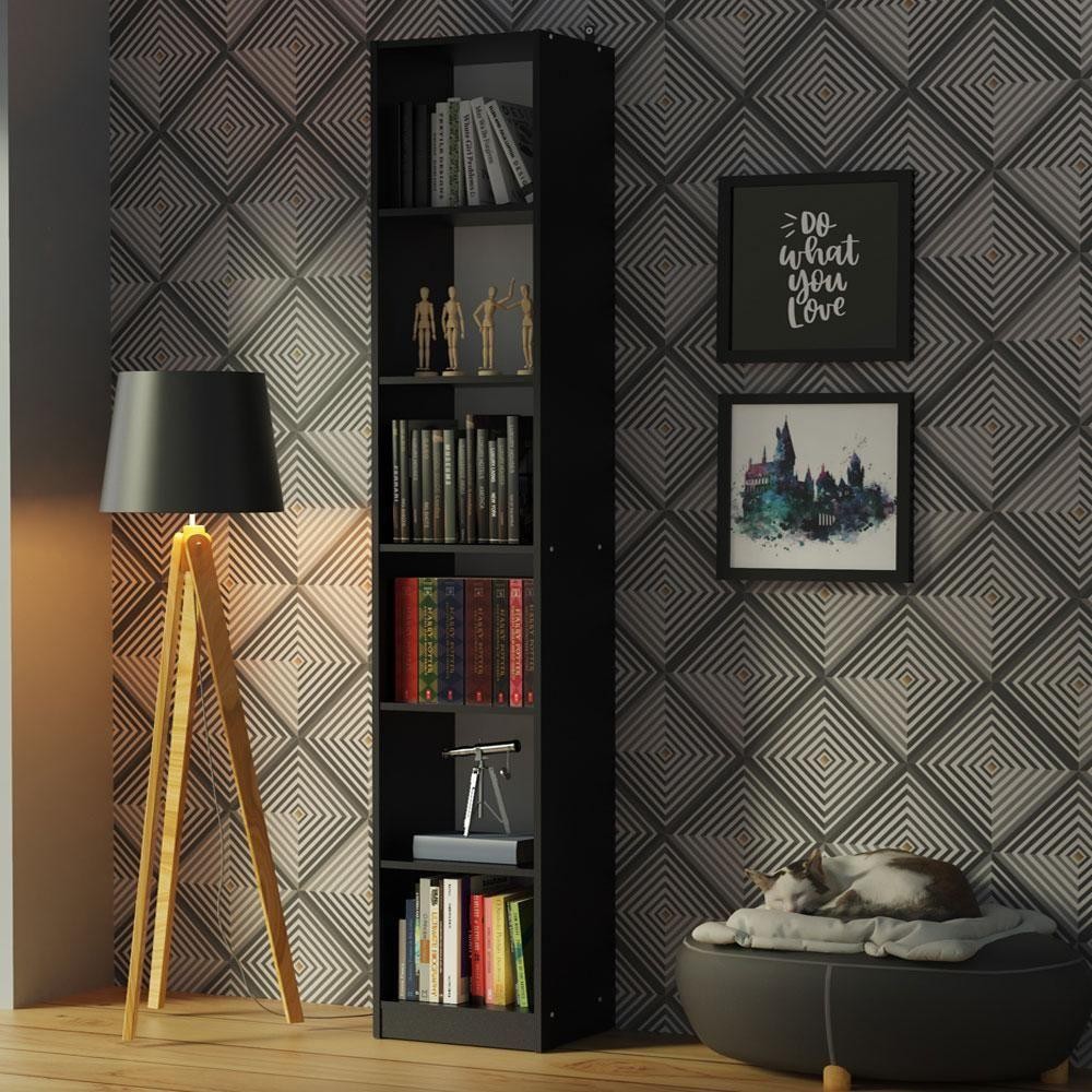 Estante Livreiro 6906 com 6 Nichos Preto