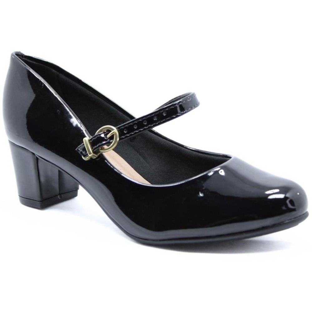 Scarpin Beira Rio Boneca Verniz Fivela Salto Bloco - Preto em Oferta na Shopee