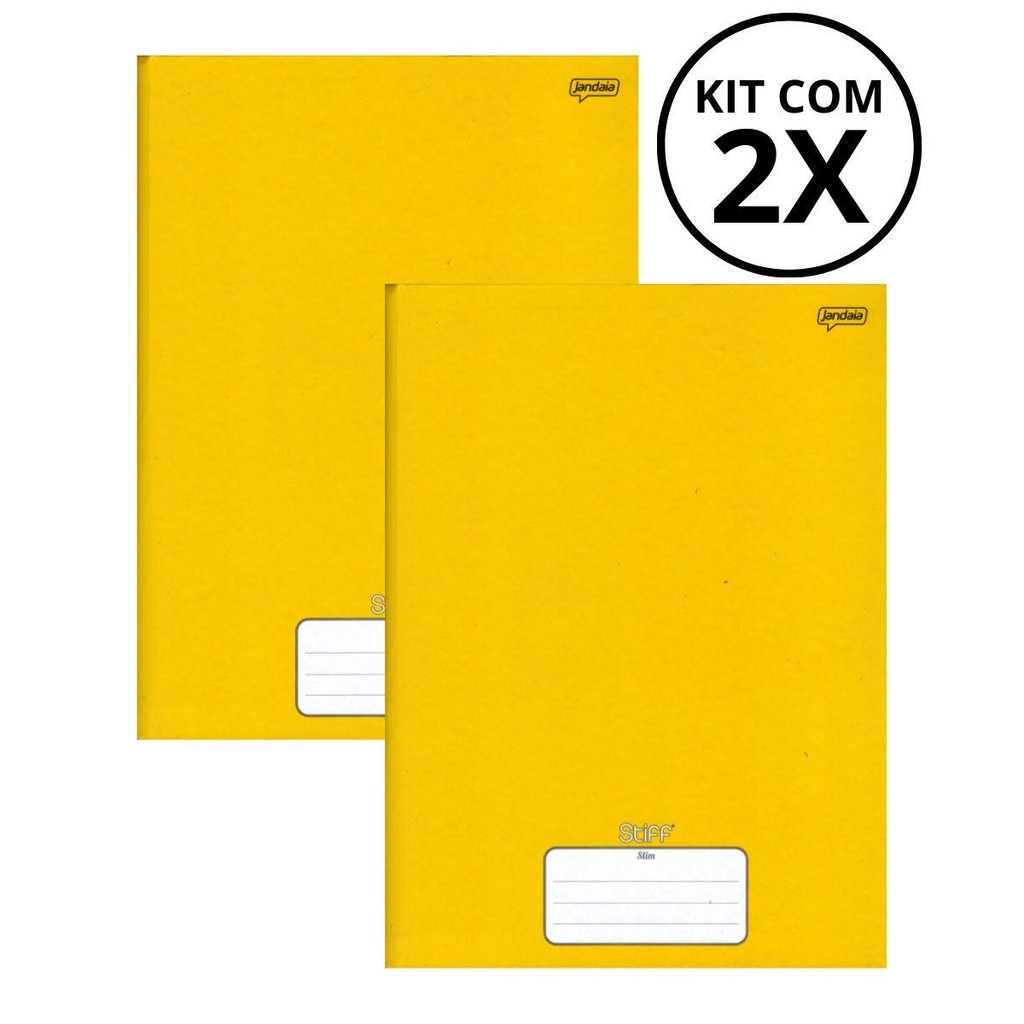 Kit Com 2 Caderno Brochura 96 Fls Pautado Capa Dura - Stiff COR:AMARELO
