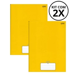 Kit Com 2 Caderno Brochura 96 Fls Pautado Capa Dura - Stiff COR:AMARELO