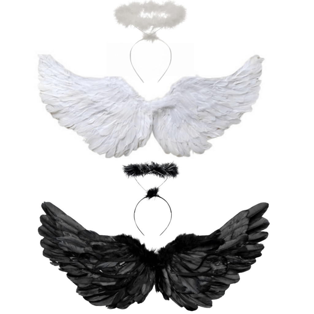 Kit Asa Anjo Fantasia Festa Halloween Carnaval Cosplay