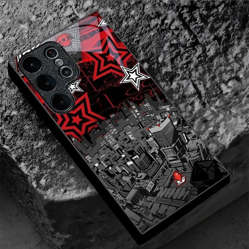 Persona 5 (5) design Capa De Telefone De Vidro Para Samsung Galaxy S20 S21 S22 S23 S24 S25 Ultra Plus S23FE S24FE A53 A5