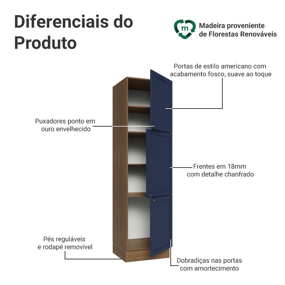 Paneleiro 60 cm 3 Portas Vik Madesa — imagem 2 de 2