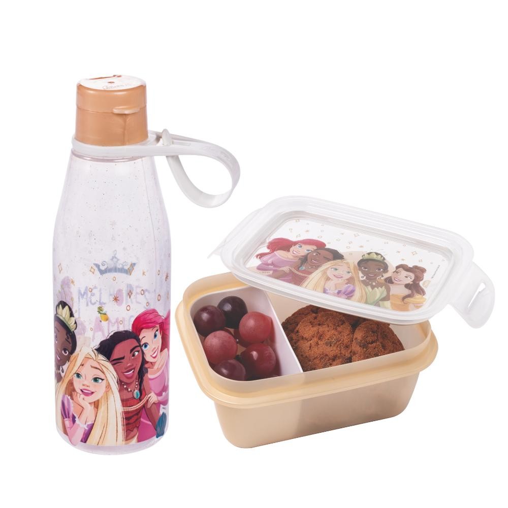Kit Lancheira Princesas 1 Garrafa 1 Pote Marmita com Divisória Plasútil em Oferta na Shopee