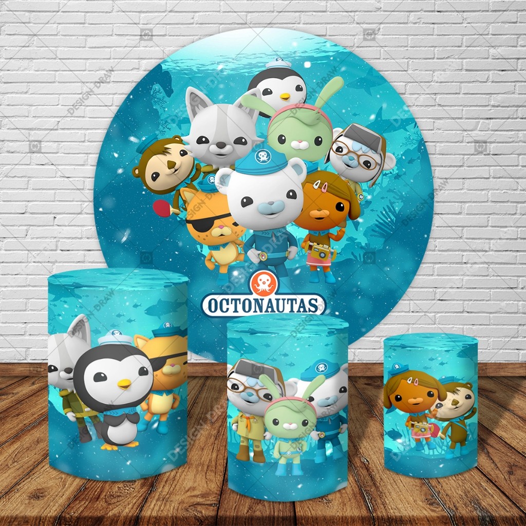 Octonautas + kit painel redondo 1.5m + 3 capas de cilindros em Oferta na Shopee
