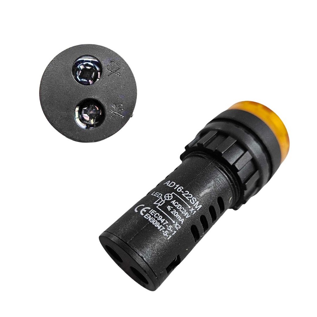 Alarme Sonoro Intermitente Buzzer Sinaleiro Audio Visual LED Amarelo Ambar 22mm 24V · foto 2