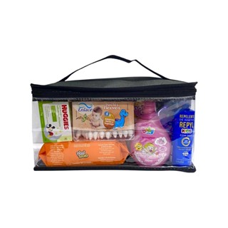 Necessaire frasqueira organizadora transparente e nailon com alça para viagem, maquiagem,maternidade em Oferta na Shopee