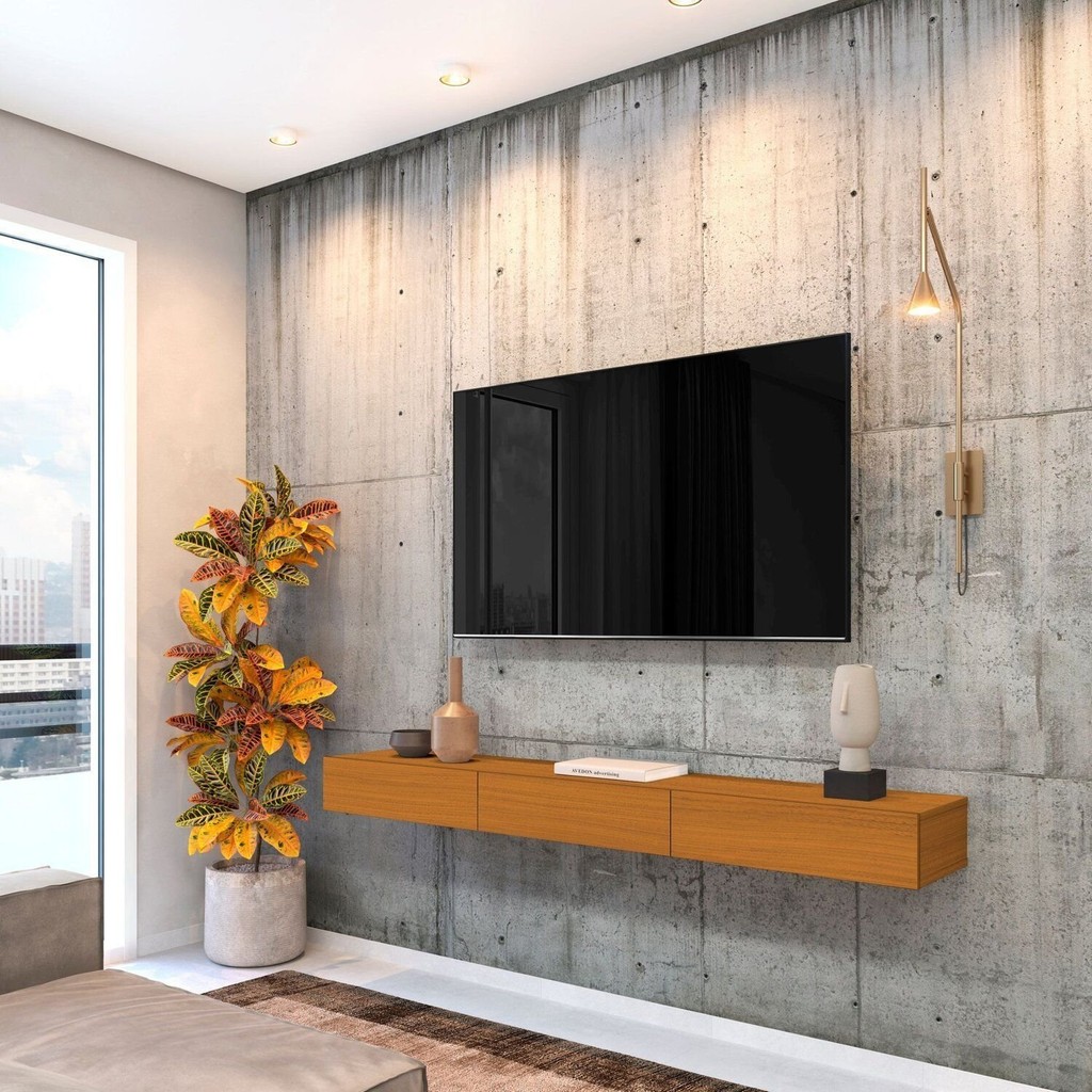 Rack para Tv suspenso 100% MDF  até 55 Polegadas Suspenso Cedro em Oferta na Shopee