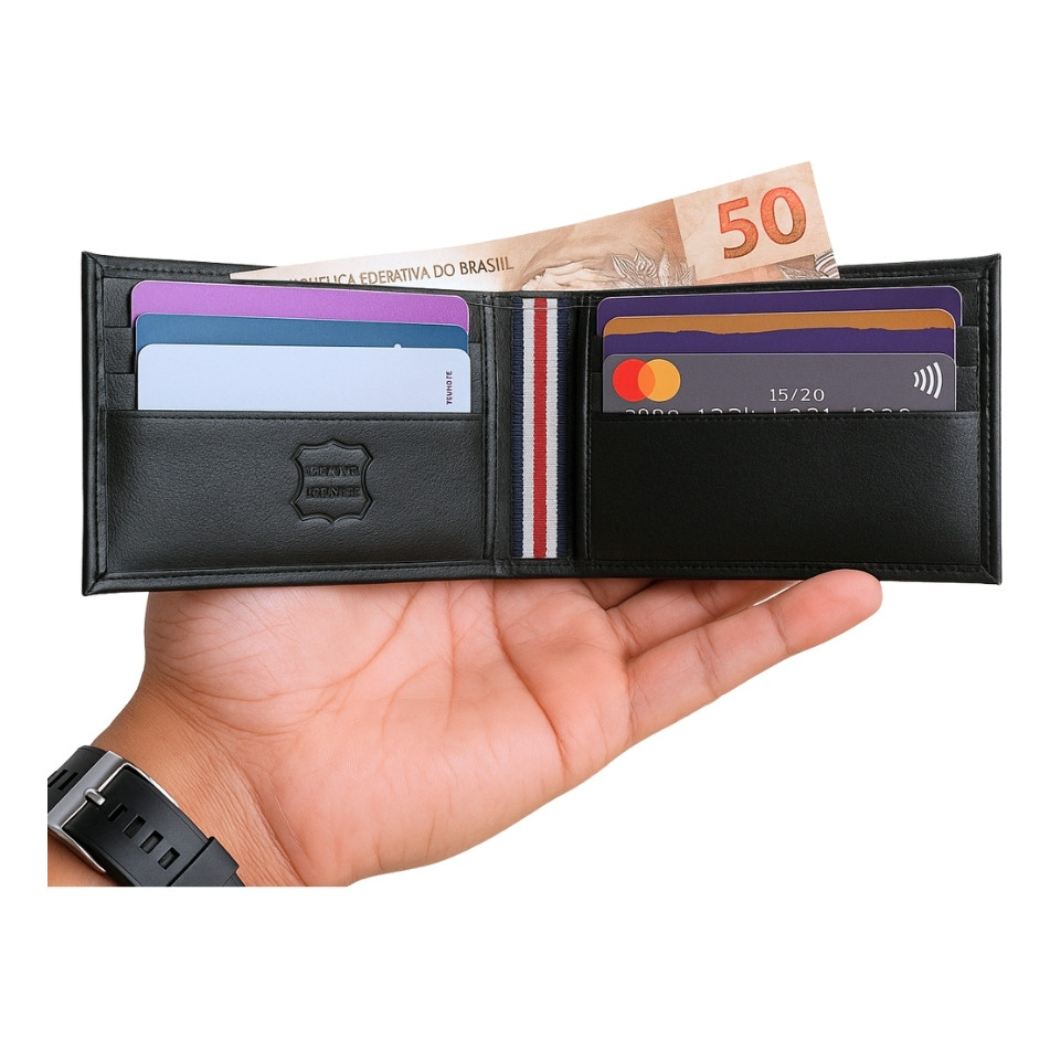 Carteira Masculina Couro Legítimo Presente Homem Cédulas Cnh em Oferta na Shopee