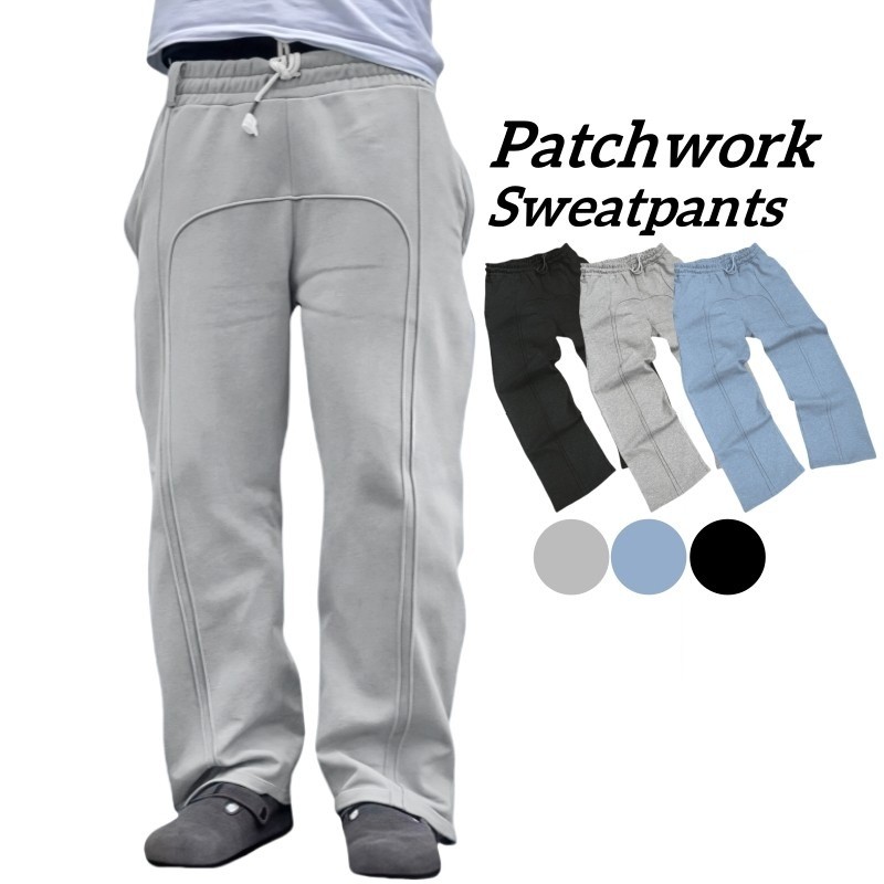 Calça Moletom Masculino Plus Size Patchwork com Preenchimento - Roupas de Outono/Inverno
