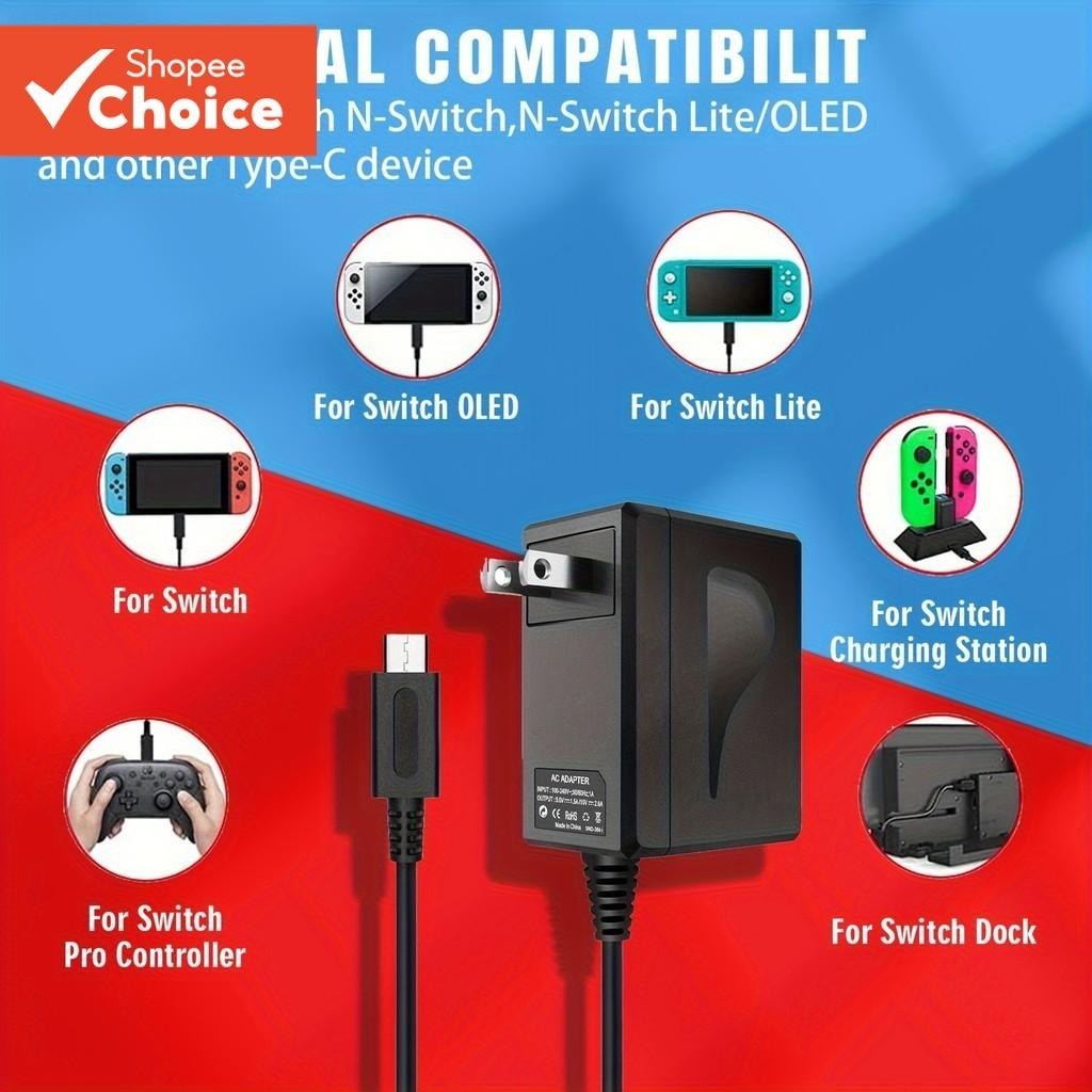 Carregador Para Nintendo Switch Oled Series 45W Adaptador AC Fonte De Alimentação 15V 2.6A Carregamento Rápido