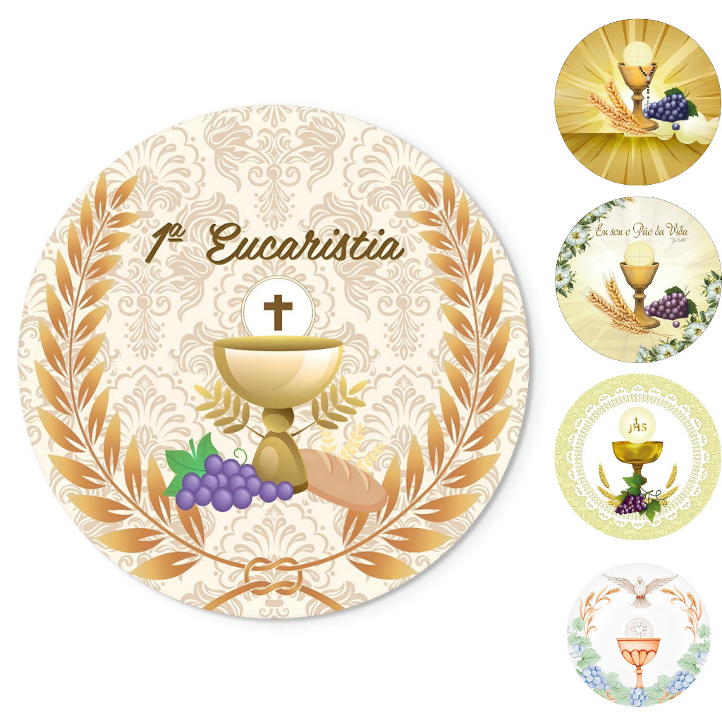 Capa Painel Redondo Eucaristia Mesa Sublimado C/ Elástico 50×50Cm em Oferta na Shopee