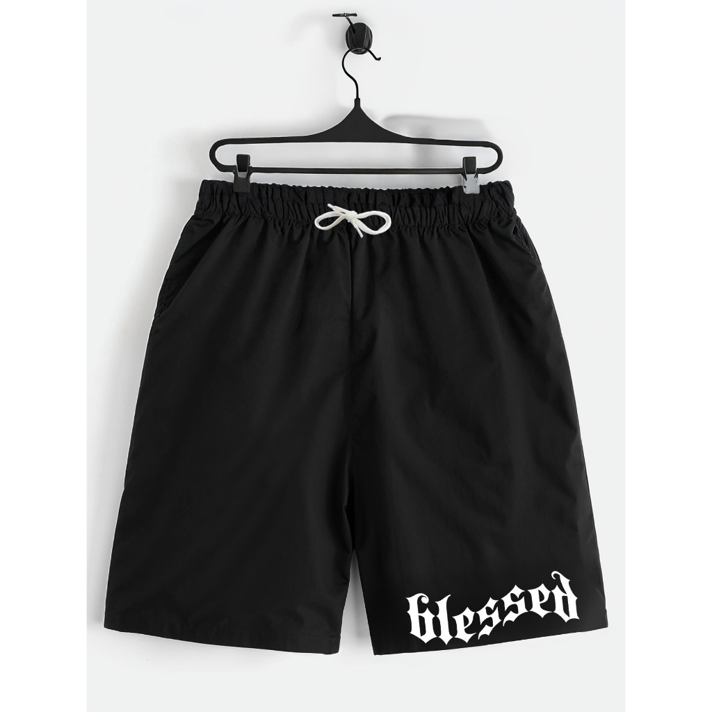 Shorts Preto Bermuda Calção Verão Blesed Abençoado Estampado Infantil Juvenil envio rapido