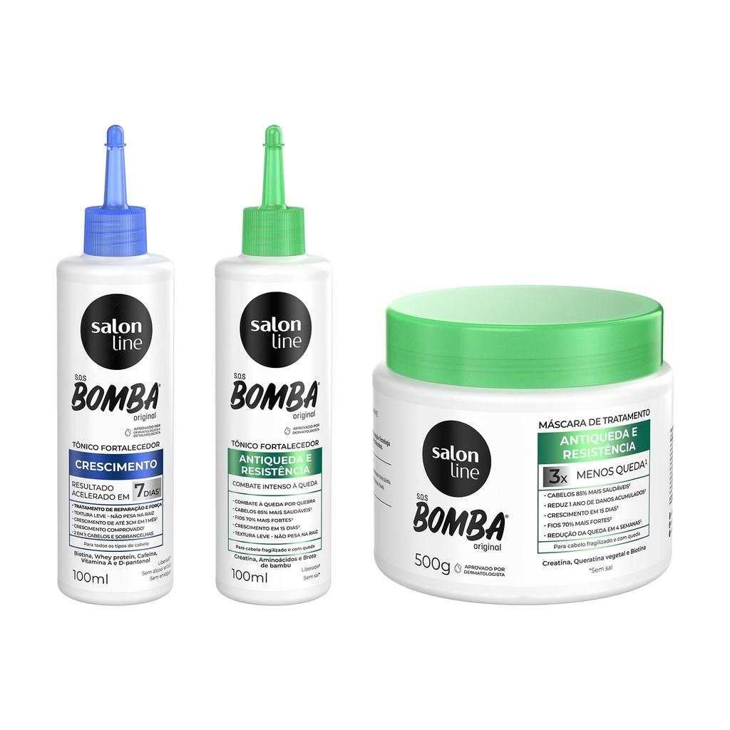 Kit com Máscara de Hidratação + 2 Tônicos Antiqueda e Crescimento Acelerado Salon Line - Beauty