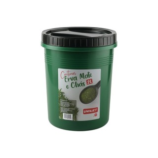 Pote Redondo Plastico 2L para Armazenar Erva-Mate e Chás Tampa Rosca, Cor Verde