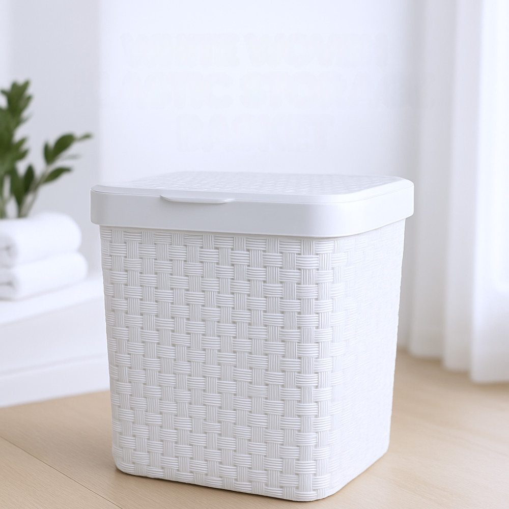 Lixeira Rattan 5 Litros Branca Bancada Pia Compacta