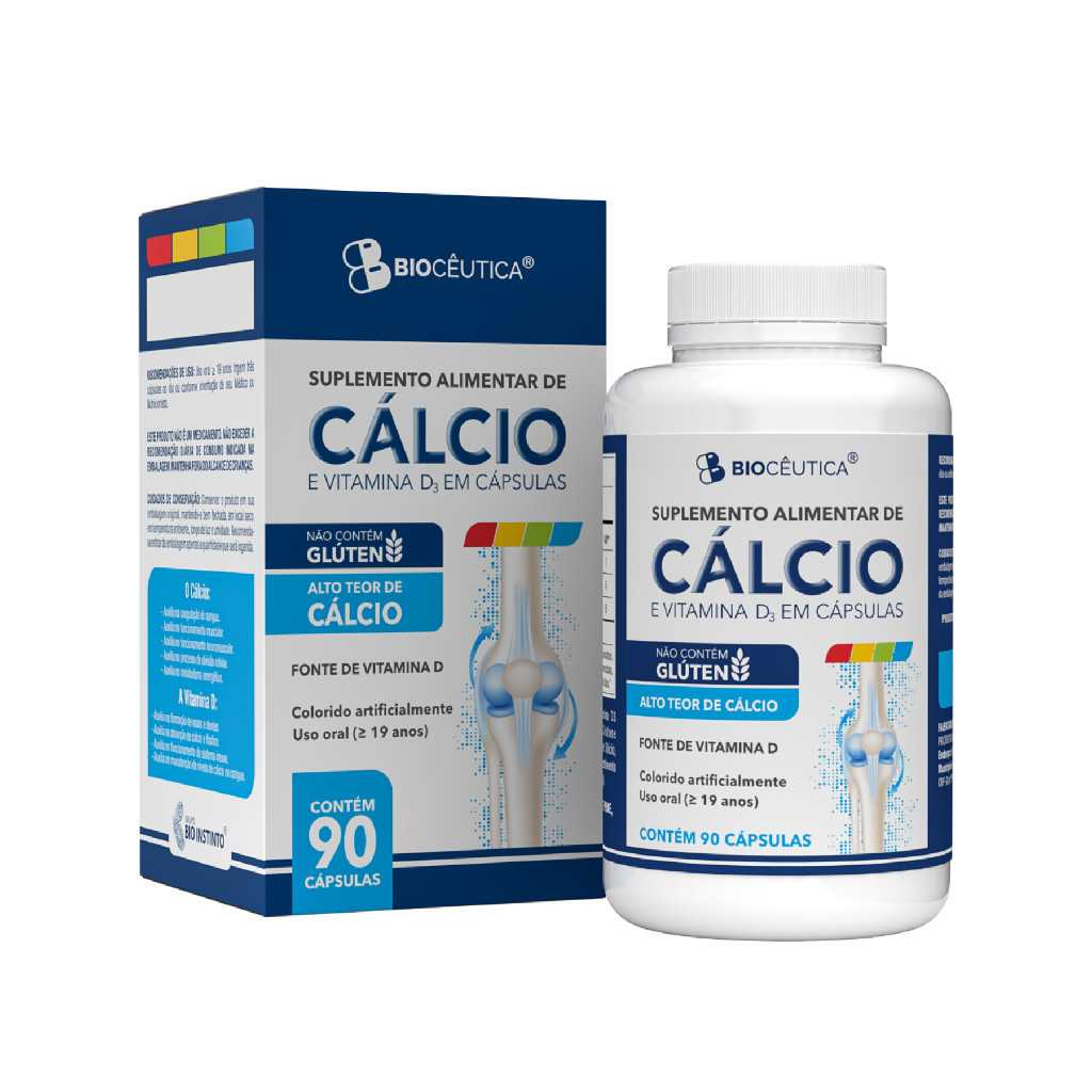 Suplemento Alimentar de Cálcio em Cápsulas Biocêutica 90 Cápsulas