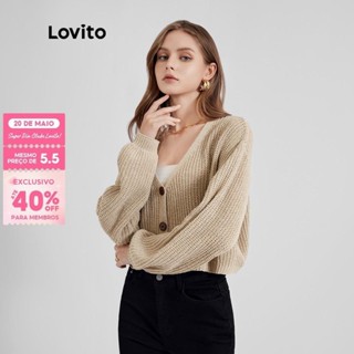 (Trendy) Lovito Cardigãs Casuais Manga Comprida Botões Malha L21LT091 em Oferta na Shopee