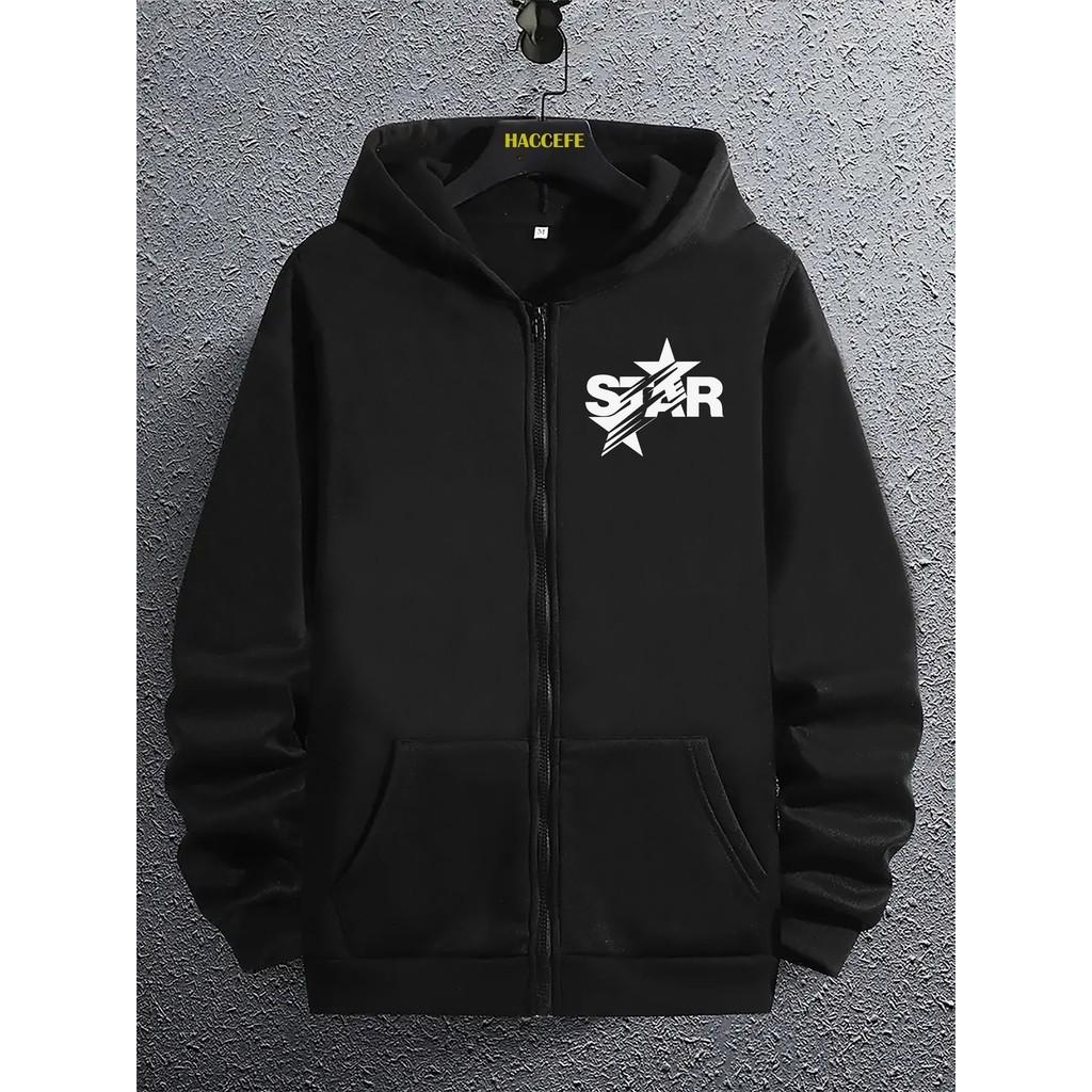 Moletom com capuz da moda masculina com estampa de letras Switch, moletom casual com ZIPER para blusas masculinas.