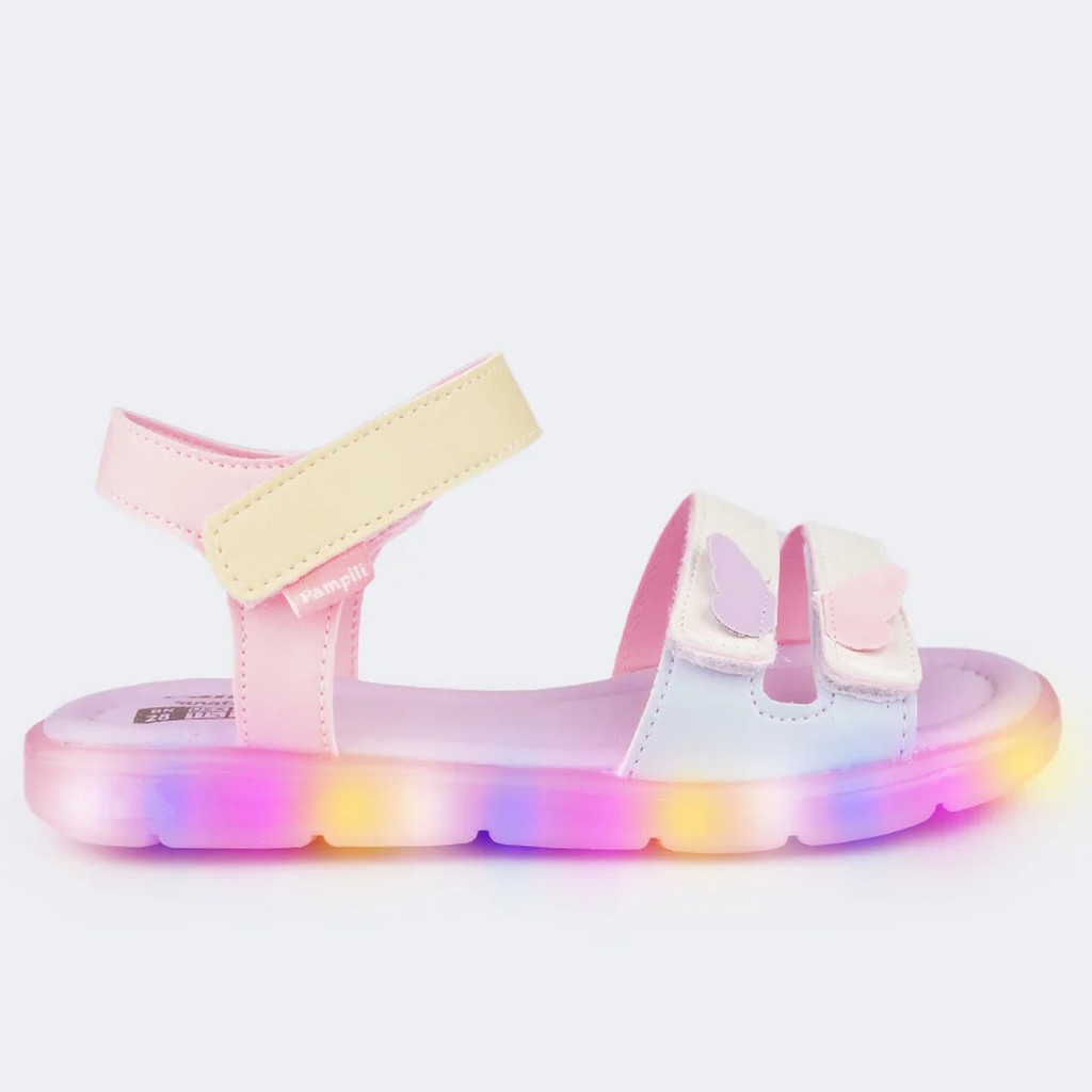 Sandália de Led Infantil Pampili Lulli Led 697.052 Borboleta