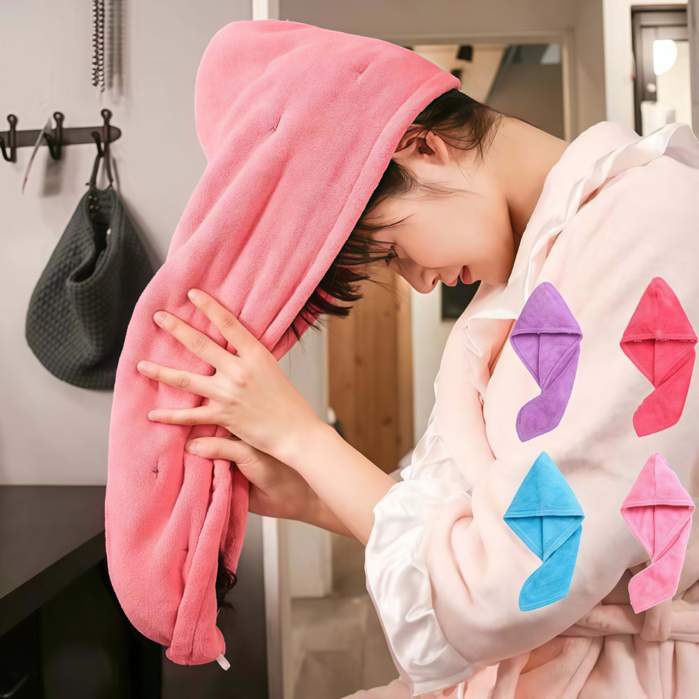 Kit 1/5 Toalhas De Cabelo Banho Toalha Grossa Mágica Microfibras Com Botão Adequado Para Cabelos Secos Rapidamente em Oferta na Shopee
