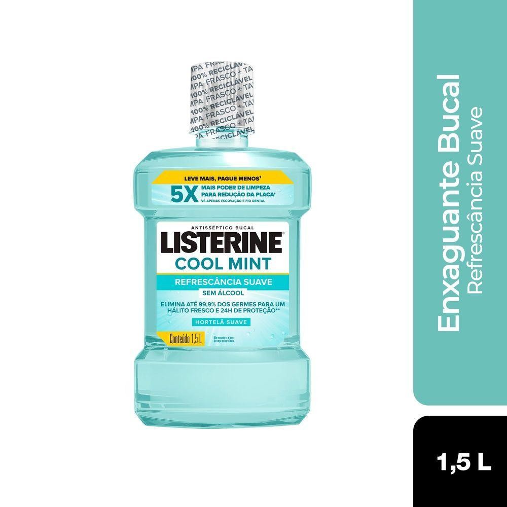 LISTERINE® Cool Mint Enxaguante Bucal Sem Álcool, 1,5L — imagem 2 de 2