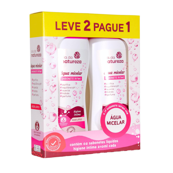 Kit Leve 2 Pague 1 Sabonete Íntimo Água Micelar 210ml - Cia Da Natureza