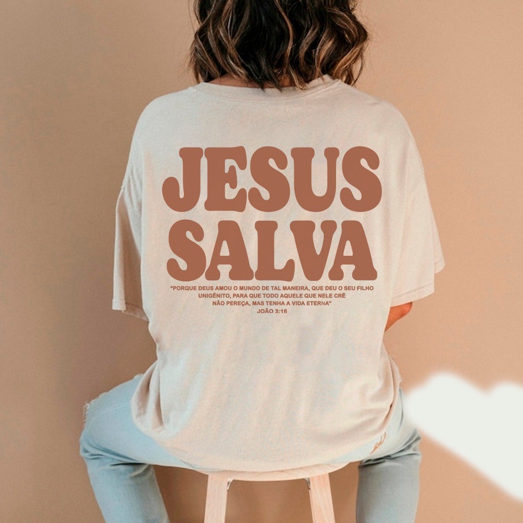 Camiseta Unissex Algodão Gospel Cristã Jesus Salva em Oferta na Shopee