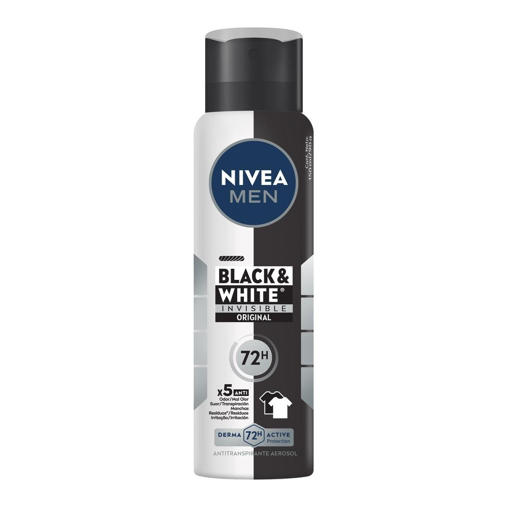 Desodorante Antitranspirante Aerosol Nivea Men Invisible Black & White 150ml - Beauty