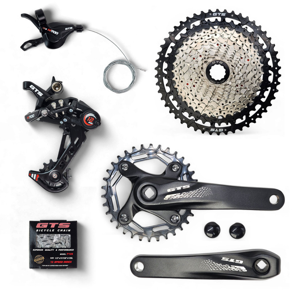 Kit Relação 12v GTS 1x12 1x11 C/ Alavanca e Corrente + Cassete 11x50 + Pedivela 34D Ponta Quadrada em Oferta na Shopee