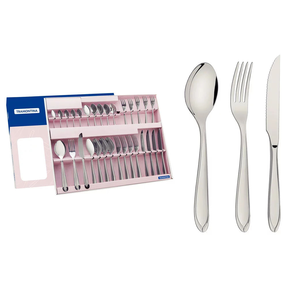 Faqueiro Tramontina Laguna em Inox com Facas de Churrasco 30 Peças - Home & Living