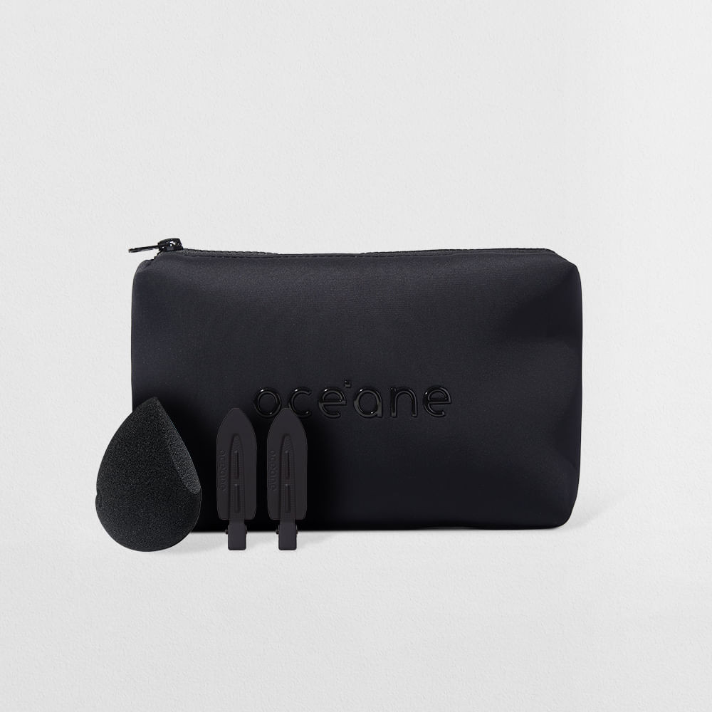 Kit Nécessaire Preto Daily Makeup + Esponja de Maquiagem + Hair Clip (3 Produtos) - Beauty