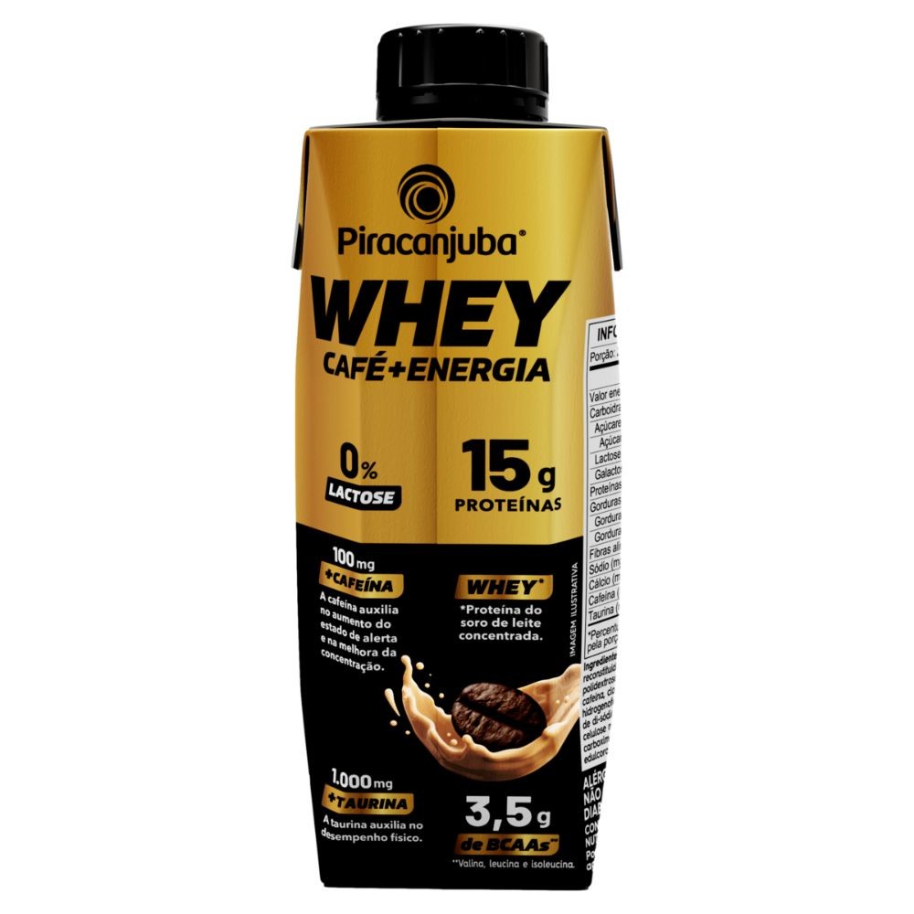 Bebida Láctea Piracanjuba Whey Zero Lactose com 15g de Proteína Café + Energia 250ml - Health