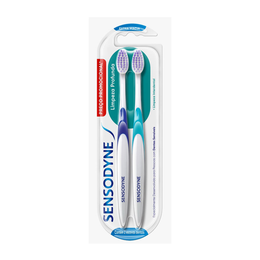 Escova Dental Sensodyne Limpeza Profunda Extra Macia Cores Sortidas 2 Unidades - Health