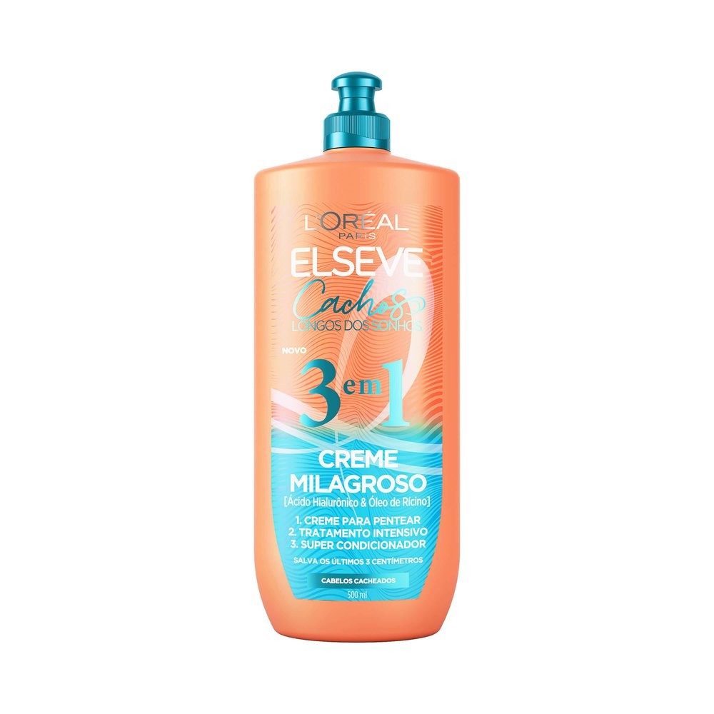 Creme Milagroso 3 em 1 L'Oréal Paris Elseve Cachos Longos dos Sonhos 500ml - Beauty